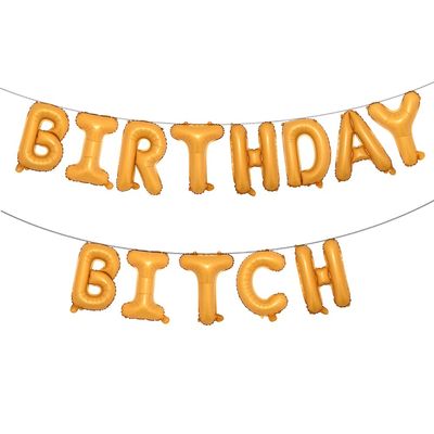 16 inch Happy Birthday Bitch Balloons, Aluminum Foil Banner Balloons for girlfriends Birthday Party Decorations and Supplies (BIRTHDAY BITCH Orange)