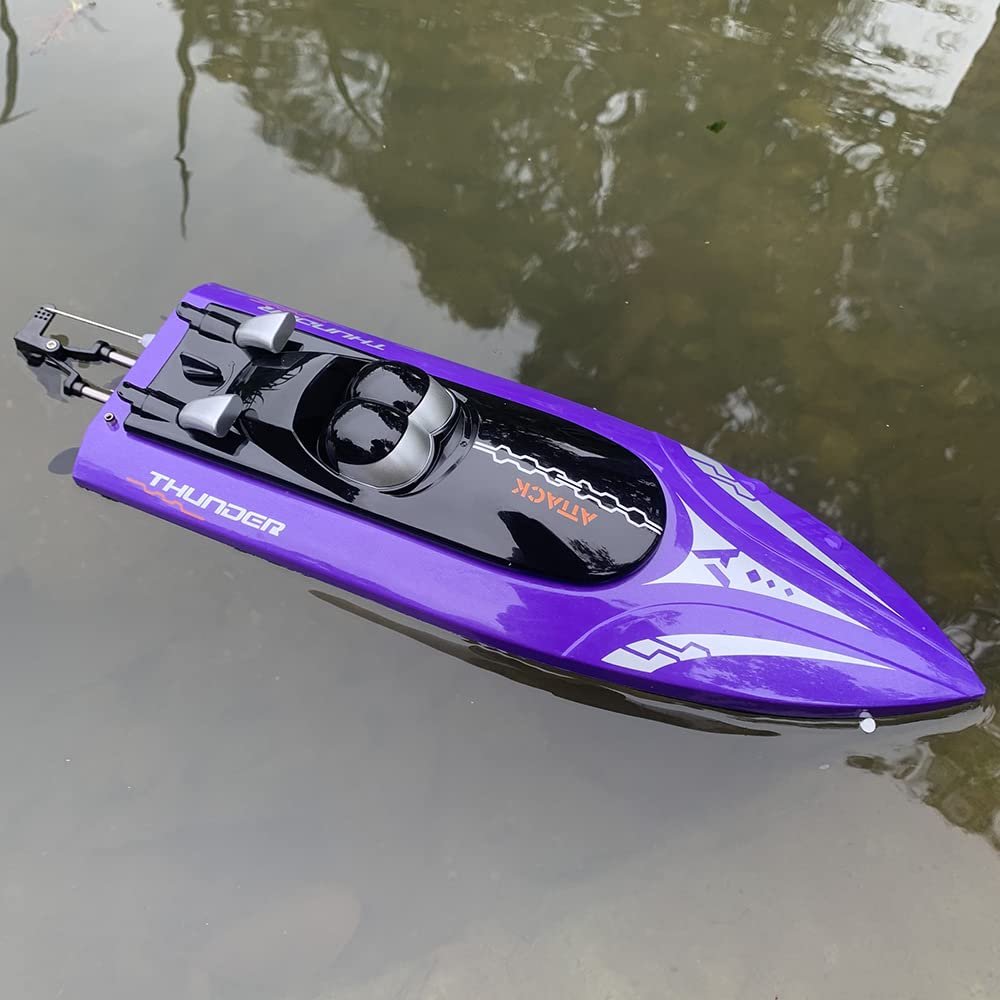 Ssccgym 2.4G 4ch Remote Control Racing Speed Boat Fast 25km/h with LED H100 H112 H122 for Boys Kids Adults Lake Pool Seas (Purple)