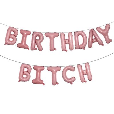 16 inch Happy Birthday Bitch Balloons, Aluminum Foil Banner Balloons for girlfriends Birthday Party Decorations and Supplies (BIRTHDAY BITCH Pink)