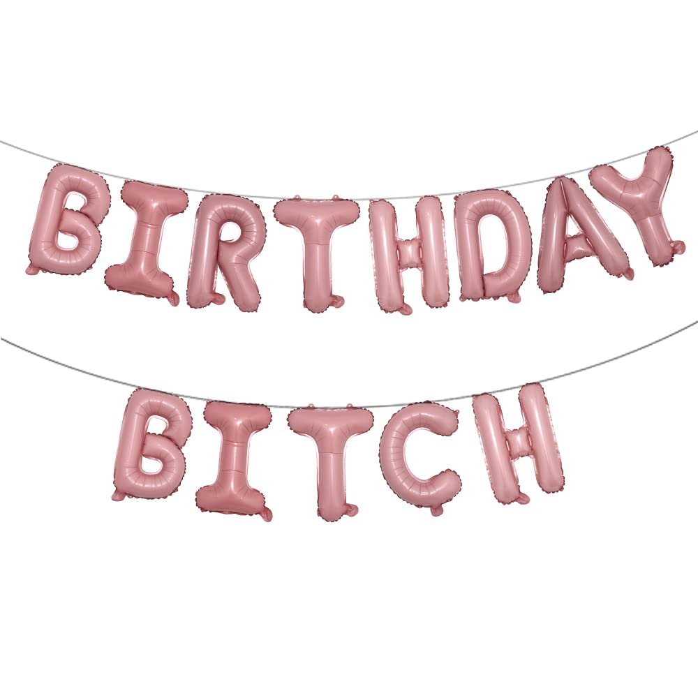 16 inch Happy Birthday Bitch Balloons, Aluminum Foil Banner Balloons for girlfriends Birthday Party Decorations and Supplies (BIRTHDAY BITCH Pink)