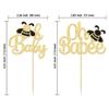 Gyufise 24Pcs Bumble Bee Cupcake Toppers Gold Glitter Babyshower Oh Baby Cake Toppers Oh Babee Cupcake Picks Bee Theme Baby Shower Gender Reveal Kids First Birthday Party Cake Decorations Supplies view 2