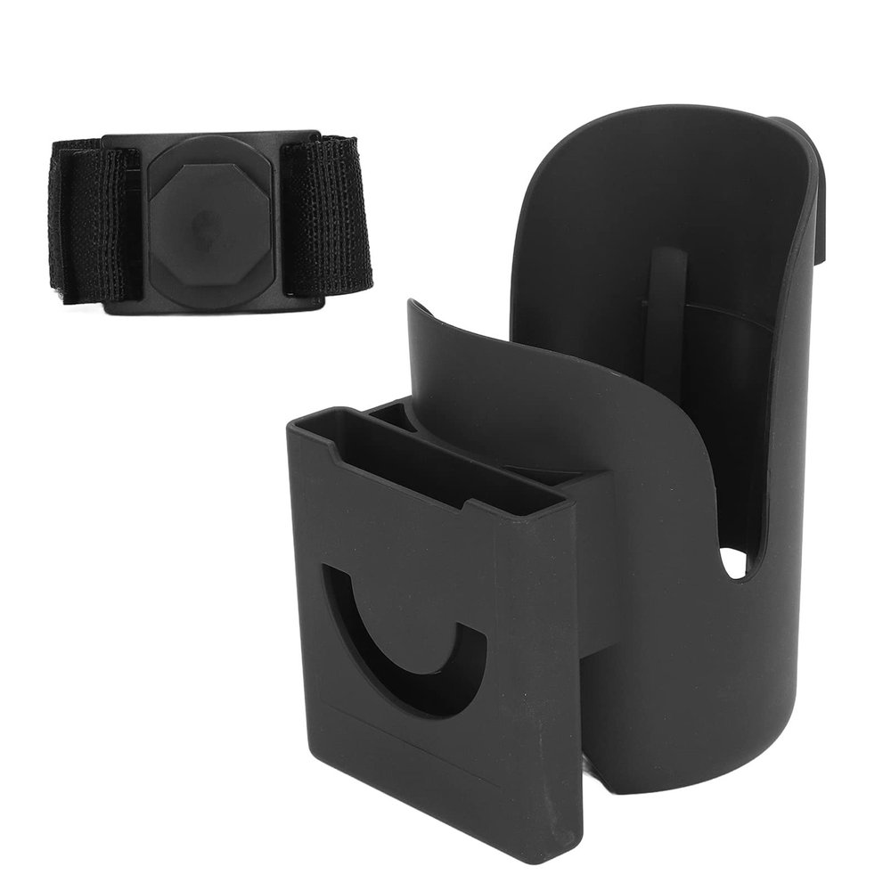 2-in-1 Universal Stroller Cup Holder with Phone Slot  Adjustable Bottle Holder for Strollers, Wheelchairs, Walkers & Scooters, Black