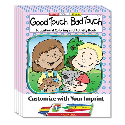 ZOCO Good Touch Bad Touch Custom Coloring Books for Kids (250 Bulk Pack, With Crayons) Private Parts, Body Safety, Personal Space Education for Ages 3 and Up Games, Activities