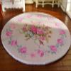 1?12 Scale Victorian Era Aubusson Design Round Miniature Rug Pink Rose Garland view 4