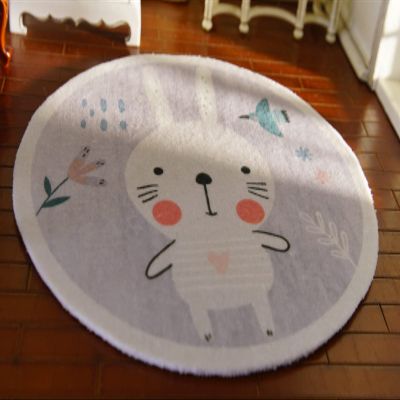 1?12 Scale Cute Bunny Bird Design Round Miniature Rug