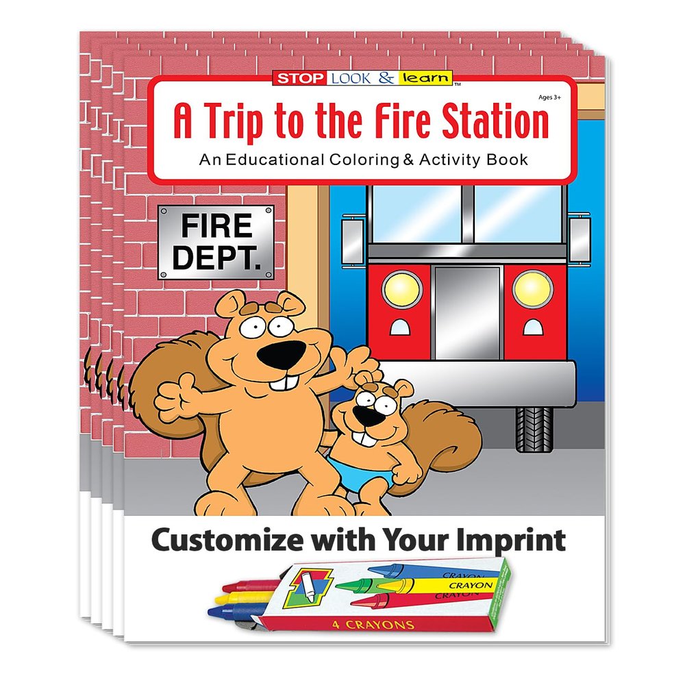 ZOCO A Visit to the Fire Station Custom Coloring Books (250 Bulk Pack, With Crayons) Educational Activity Book for Kids About Firefighters & Firehouse Life