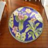 1?12 Scale Modern Design Plantain Leaf Round Miniature Rug Pink Floral view 1