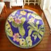 1?12 Scale Modern Design Plantain Leaf Round Miniature Rug Pink Floral view 2