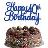 Gyufise 1Pc Happy 40th Birthday Cake Topper Glitter 40th Birthday Cake Pick Cheers to 40 Years Old Forty Fabulous Cake Decorations for 40th Birthday Theme Party Supplies Blue view 1