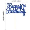 Gyufise 1Pc Happy 40th Birthday Cake Topper Glitter 40th Birthday Cake Pick Cheers to 40 Years Old Forty Fabulous Cake Decorations for 40th Birthday Theme Party Supplies Blue view 2