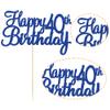 Gyufise 1Pc Happy 40th Birthday Cake Topper Glitter 40th Birthday Cake Pick Cheers to 40 Years Old Forty Fabulous Cake Decorations for 40th Birthday Theme Party Supplies Blue view 3