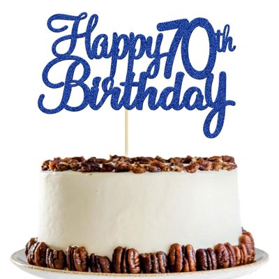 Gyufise 1Pc Happy 70th Birthday Cake Topper Glitter 70th Birthday Cake Pick Cheers to 70 Years Old 70 Fabulous Cake Decorations for 70th Birthday Theme Party Supplies