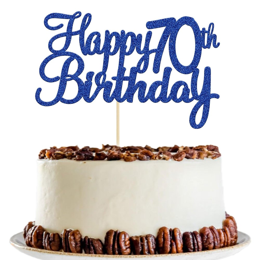 Gyufise 1Pc Happy 70th Birthday Cake Topper Glitter 70th Birthday Cake Pick Cheers to 70 Years Old 70 Fabulous Cake Decorations for 70th Birthday Theme Party Supplies