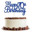 Gyufise 1Pc Happy 70th Birthday Cake Topper Glitter 70th Birthday Cake Pick Cheers to 70 Years Old 70 Fabulous Cake Decorations for 70th Birthday Theme Party Supplies view 1