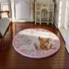 1?12 Scale Lovely Deer Rabbit Pink Round Dollhouse Miniature Rug view 4