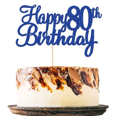 Gyufise 1Pc Happy 80th Birthday Cake Topper Glitter 80th Birthday Cake Pick Cheers to 80 Years Old Eighty Fabulous Cake Decorations for 80th Birthday Theme Party Supplies