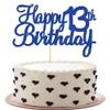 Gyufise 1Pc Happy 13th Birthday Cake Topper Blue Glitter 13th Birthday Cake Pick Cheers to 13 Years Old Official 13 Teenager Cake Decorations for 13th Birthday Theme Party Supplies view 1