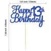 Gyufise 1Pc Happy 13th Birthday Cake Topper Blue Glitter 13th Birthday Cake Pick Cheers to 13 Years Old Official 13 Teenager Cake Decorations for 13th Birthday Theme Party Supplies view 2