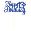 Gyufise 1Pc Happy 13th Birthday Cake Topper Blue Glitter 13th Birthday Cake Pick Cheers to 13 Years Old Official 13 Teenager Cake Decorations for 13th Birthday Theme Party Supplies view 3