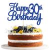 Gyufise 1Pc Happy 30th Birthday Cake Topper Blue Glitter 30th Birthday Cake Pick Cheers to 30 Years Old Thirty Fabulous Cake Decorations for 30th Birthday Wedding Anniversary Party Supplies view 1