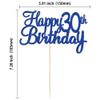 Gyufise 1Pc Happy 30th Birthday Cake Topper Blue Glitter 30th Birthday Cake Pick Cheers to 30 Years Old Thirty Fabulous Cake Decorations for 30th Birthday Wedding Anniversary Party Supplies view 2