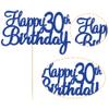 Gyufise 1Pc Happy 30th Birthday Cake Topper Blue Glitter 30th Birthday Cake Pick Cheers to 30 Years Old Thirty Fabulous Cake Decorations for 30th Birthday Wedding Anniversary Party Supplies view 3