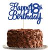 Gyufise 1Pc Happy 18th Birthday Cake Topper Blue Glitter 18th Birthday Cake Pick Cheers to 18 Years Old Eighteen Fabulous Cake Decorations for 18th Birthday Wedding Anniversary Party Supplies view 1