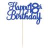 Gyufise 1Pc Happy 18th Birthday Cake Topper Blue Glitter 18th Birthday Cake Pick Cheers to 18 Years Old Eighteen Fabulous Cake Decorations for 18th Birthday Wedding Anniversary Party Supplies view 3