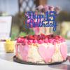 Gyufise 1Pc Happy 15th Birthday Cake Topper Blue Glitter 15th Birthday Cake Pick Cheers to 15 Years Old Fifteen Fabulous Cake Decorations for 15th Birthday Theme Party Supplies view 4
