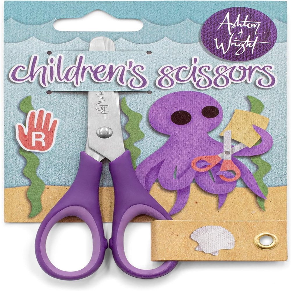 Ashton and Wright - Children's - Kids Scissors Soft Grip - 5"/12cm (Pack of 1, Purple)