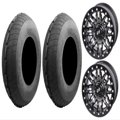32x10-15 (Ribbed) Sand Lite Front on Tusk Teton Gun Metal/Black Compatible with Polaris 4/156 Bolt Pattern RZR/General Compatible with Kawasaki KRX Compatible with Yamaha RMAX