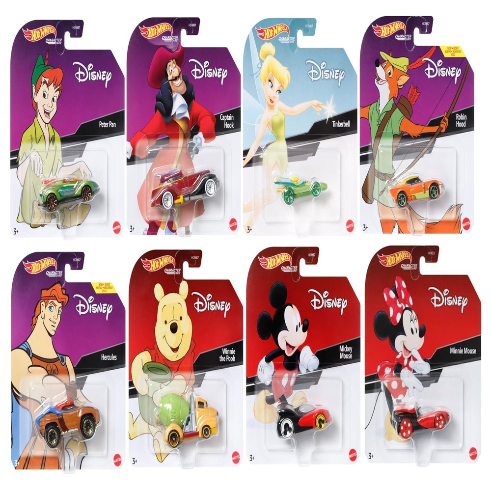 Hot Wheels Disney Character Cars 2022 Release HDM87-956B with 8 Diecast Vehicles in Sealed Case
