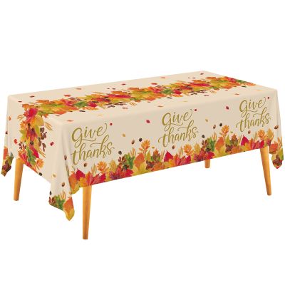 Gatherfun Fall Thanksgiving Decorations, Disposable Tablecloth, Plastic Table Cover for Autumn Party Decorations and Thanksgiving Party Decorations, 3 Pack, 54x108