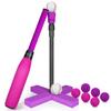 CeleMoon Adjustable TEE Foam T Ball Kids Baseball Softball Bat Set Batting, 8 Colored Balls Included for Toddler Girls Gift 3 4 5 Years Indoor Outdoor Sport Playing Toys (Pink) view 1