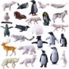 JOKFEICE 25Pcs Small Polar Animals Figurines, Realistic Plastic Polar Bear & Penguin Winter Arctic Animals for Early Educational Birthday Cupcake Topper for Kids view 1