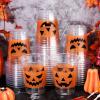 Meanplan 90 Pcs 12 oz Halloween Plastic Party Cups Disposable Clear Scary Printed Happy Halloween Cups for Liquor Coffee Juice and Hot Cold Drinks Party Supplies(Cute Style) view 1