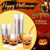 Meanplan 90 Pcs 12 oz Halloween Plastic Party Cups Disposable Clear Scary Printed Happy Halloween Cups for Liquor Coffee Juice and Hot Cold Drinks Party Supplies(Cute Style) view 3