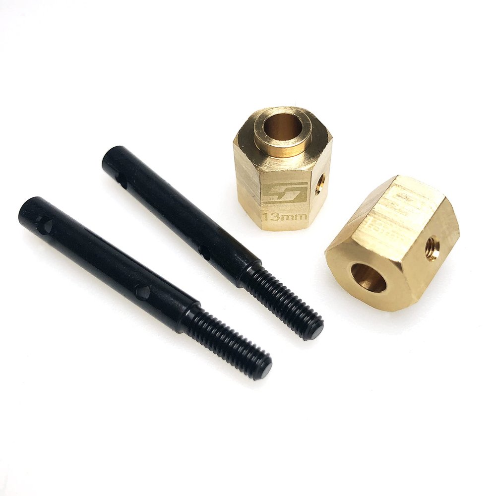Club 5 Racing Brass Extended Wheel Hex (13 mm) w/ Steel Stub Axle for SCX10 III Portal Axle