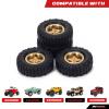 RCAWD Chromed Brass Wheel and Tire Glue Free Weights for Axial 1/24 SCX24 Upgrades Crawlers, 62G 1.0 inch RC Wheel & Tires Set, Parts for AXI90081 AXI00001 AXI00002 AXI00005 AXI00006 Yellow view 2