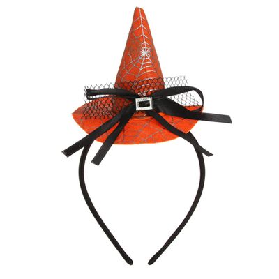 Dzrige Halloween Witch Hat Headband Witch Spider Web Headwear Witch Hat Headpiece Accessories for Halloween Party Cosplay (Orange)