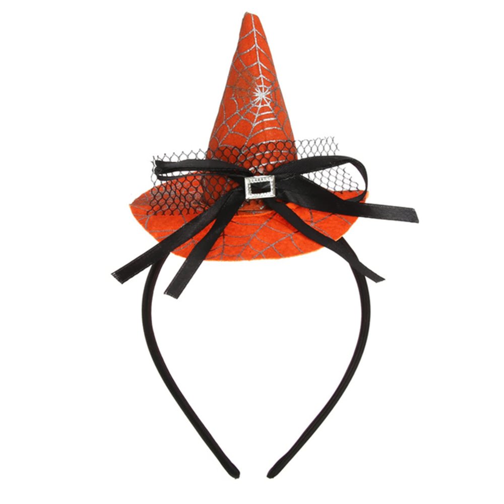Dzrige Halloween Witch Hat Headband Witch Spider Web Headwear Witch Hat Headpiece Accessories for Halloween Party Cosplay (Orange)