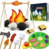 45 PCS Pretend Play Campfire Toy for Kids, Toddler Camping Toys Play Set Felt Campfire Playset with Pretend Cutting Fruits, Plush Fake Fire for Boys Girls Age 3 4 5 6 7 view 1