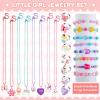 Sureio 24 Pcs Christmas Little Girl Jewelry Set Kids Unicorn Necklace Cute Woven Bracelet Ring for Pretend Dress up Party Favor (Floral Style) view 3