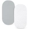 Bassinet Fitted Sheets Fit for UPPAbaby, SNOO, Chicco LullaGo Anywhere Bassinet and 13" x 30" Mattress Pad, 2 Pack for Baby Boy/Girl, Ultra Soft & Stretchy, Grey & White Star view 2