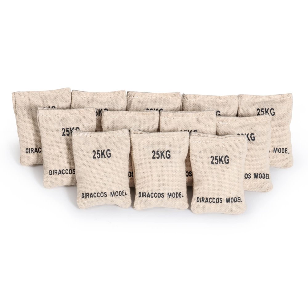 DIRACCOS Model Set of 12pcs Handmade 1/16 Scale Sand Bags 1:16 Sandbag Set, Accessory for RC Tank Model Soldier Action Figure Man Model, 1/16th Military Sandbags for Trench Warfare Battle WWII WWI