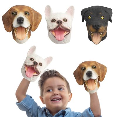 Omoojee Dog Hand Puppets, Rottweiler & Beagles & French Bulldog 3 pcs Latex Animal Toys, Realistic Puppets Gift for Kids