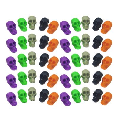 50Pcs Mini Skulls Halloween Mini Skeletons Miniatures Mini Skull Heads Halloween Skeleton Skulls Small Skulls Tricky Toys DIY Accessory Skeleton Heads Mixed Color