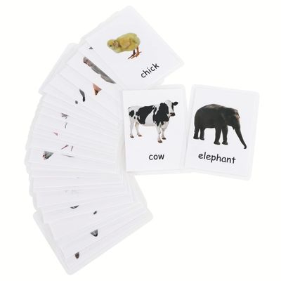Alphabet Flash Cards for Toddlers Kids ABC Flash Cards Sight Words Learning Spelling Cards Educational Flashcards for Preschool Homeschool Kindergarten Supplies Water and Tear Resistant (Animals)