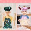 Kids Cooking and Baking Chef Set, 2 Pcs Apron (Pink Green) Chef Hat Accessories Complete Cooking Set, Dress Up Pretend Play Career Role Play Costume Toys Thanksgiving for Boys Girls view 4