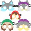 INF-STAR Little Red Riding Hood & Big Bad Wolf Costume Masks for Kids  5pcs Felt Half Face Masks for Toddlers, Classroom Storytelling, Dress Up & Halloween Party Favors view 1